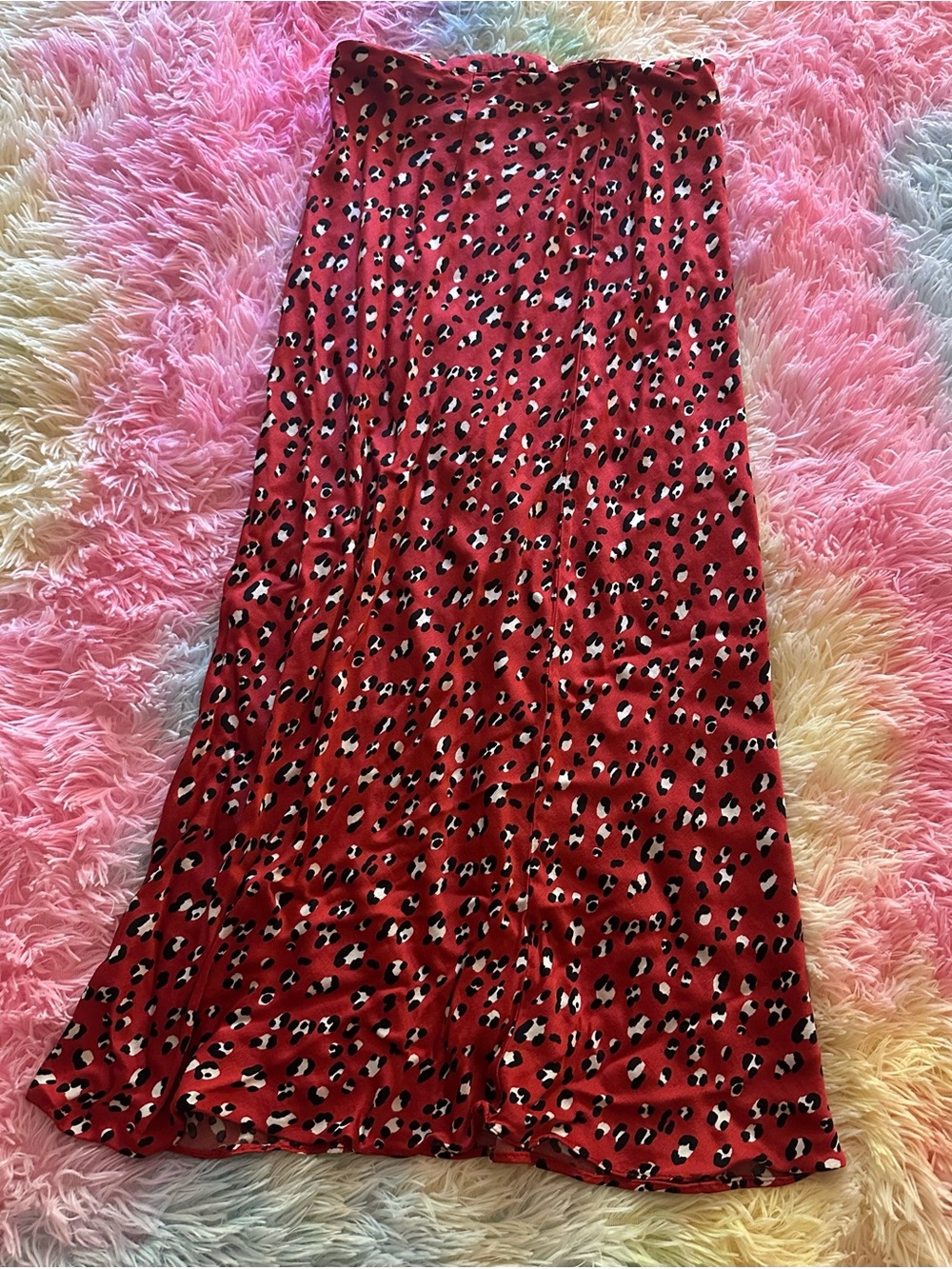 Urban Outfitters Red Leopard Print Maxi Skirt